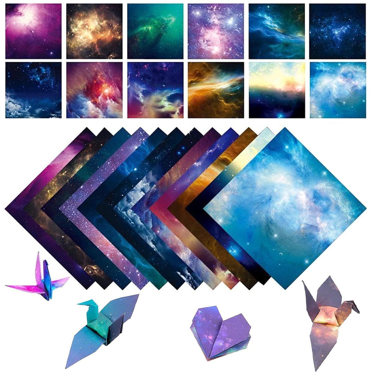 HASTHIP 100 Sheets Double Sided Origami Paper for Kids & Grown-ups, 12 Vibrant Designs of Beautiful Galaxy Outer Space, Easy Folding for Scrapbook Paper Arts Crafts School, 6x6 inch HASTHIP 100 Sheets Double Sided Origami Paper for Kids & Grown-ups, 12 Vibrant Designs of Beautiful Galaxy Outer Space, Easy Folding for Scrapbook Paper Arts Crafts School, 6x6 inch